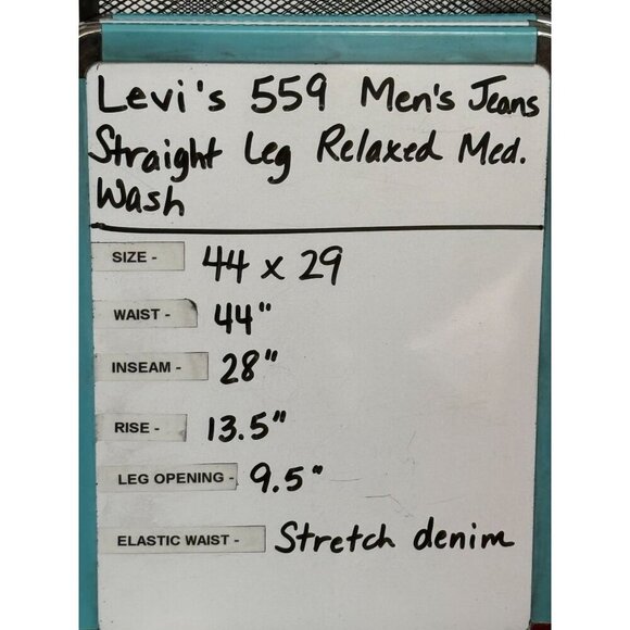 Levis 559 Mens Relaxed Straight Jeans 44 x 29 Medium Wash Blue Denim - Picture 9 of 9